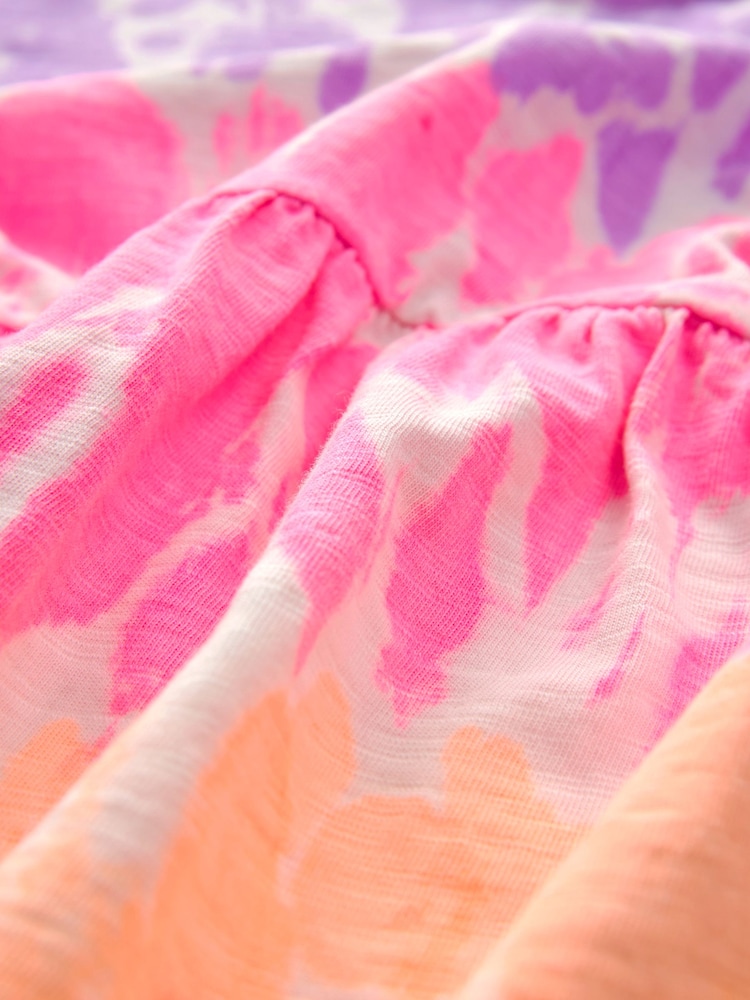 Multi Tie Dye Short Sleeve 100% Cotton Jersey Dress (3-16yrs) - Image 7 of 7