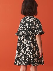 Black Daisy Print Short Sleeve Cotton Jersey Dress (3-16yrs) - Image 3 of 7