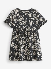 Black Daisy Print Short Sleeve Cotton Jersey Dress (3-16yrs) - Image 5 of 7
