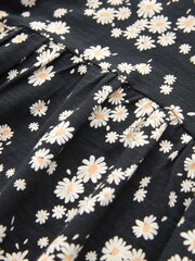 Black Daisy Print Short Sleeve Cotton Jersey Dress (3-16yrs) - Image 7 of 7