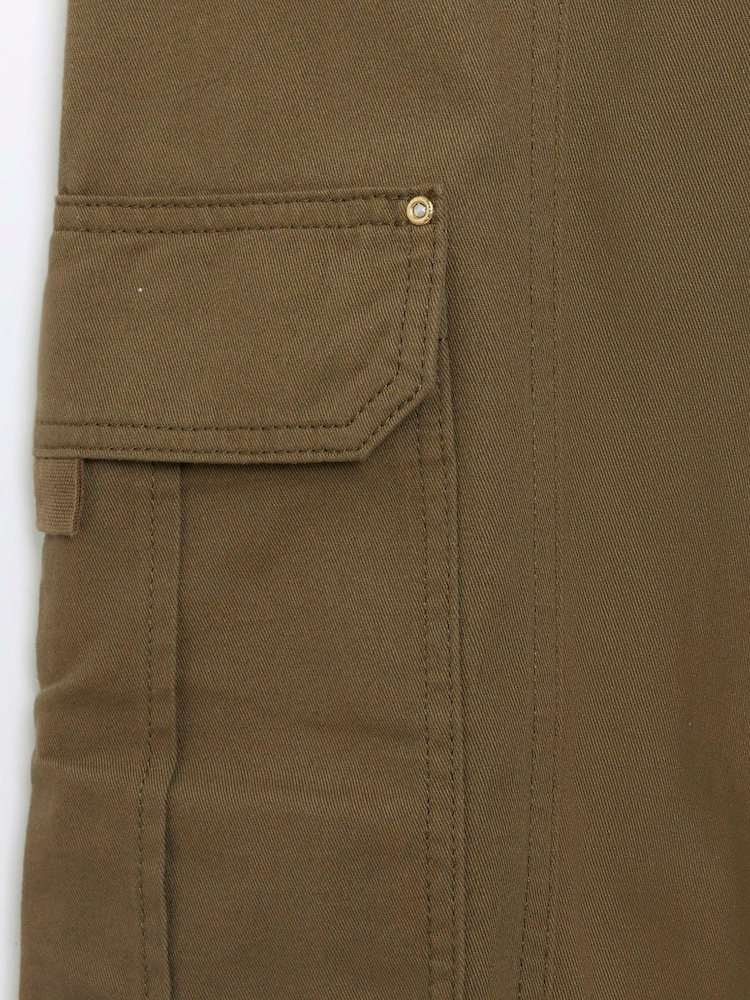 River Island Green Khaki Self Belt Cuffed Cargo Trousers - Image 6 of 6 River Island Green Khaki Self Belt Cuffed Cargo Trousers - Image 6 of 6