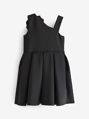 Black 3D Flower Corsage Asymmetric Scuba Occasion Dress (1.5-16yrs) - Image 5 of 6
