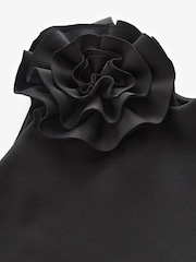 Black 3D Flower Corsage Asymmetric Scuba Occasion Dress (1.5-16yrs) - Image 6 of 6