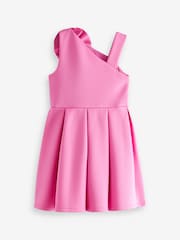 Pink 3D Flower Corsage Asymmetric Scuba Occasion Dress (1.5-16yrs) - Image 6 of 7