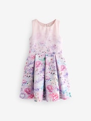 Lilac Floral Cut Out Detail Scuba Occasion Dress (1.5-16yrs) - Image 5 of 7