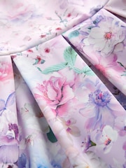 Lilac Floral Cut Out Detail Scuba Occasion Dress (1.5-16yrs) - Image 7 of 7