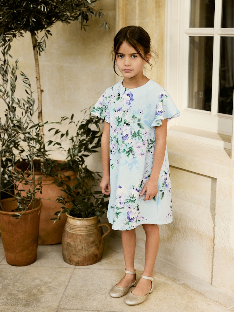 Blue Floral Print Ocassion Dress (1.5-16yrs) - Image 1 of 7