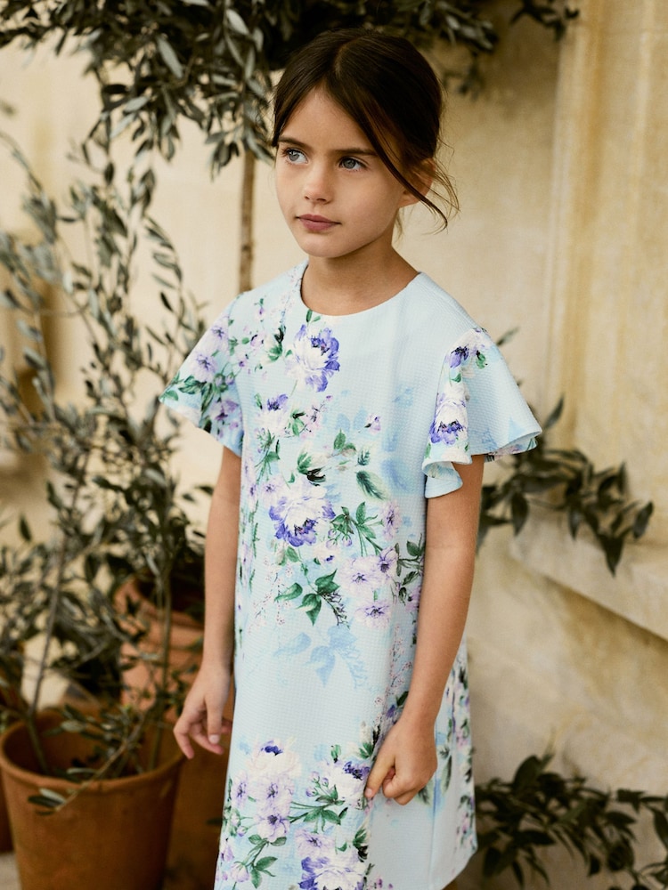 Blue Floral Print Ocassion Dress (1.5-16yrs) - Image 2 of 7