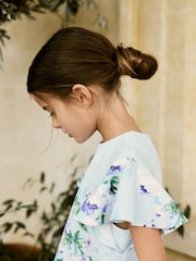 Blue Floral Print Ocassion Dress (1.5-16yrs) - Image 3 of 7