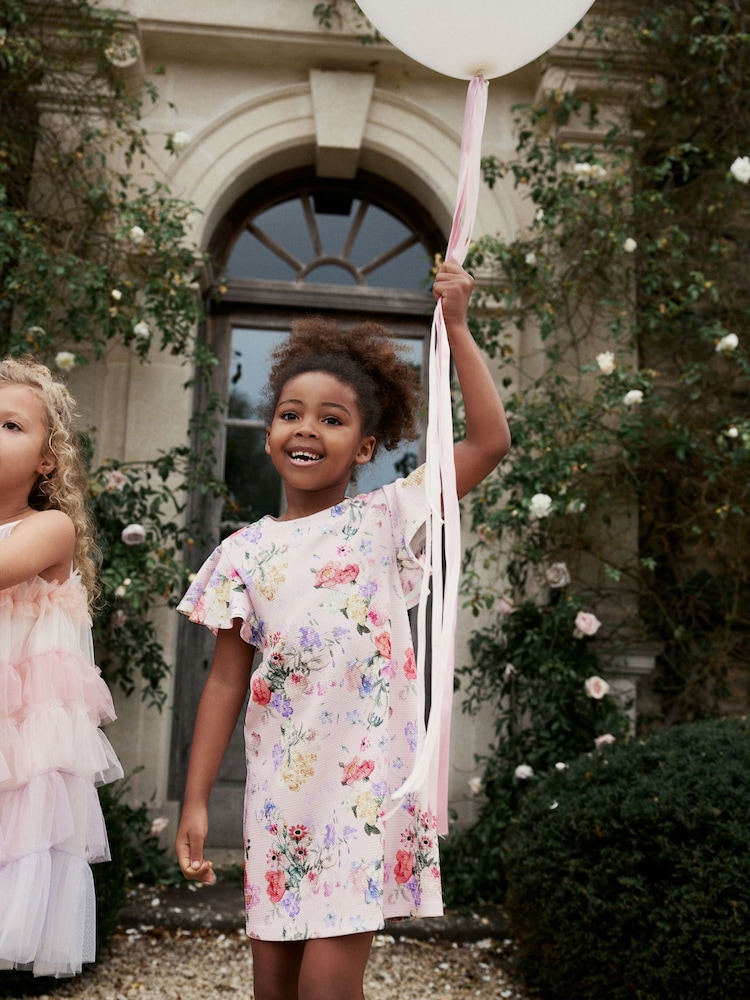 Pink Floral Print Ocassion Dress (1.5-16yrs) - Image 1 of 7