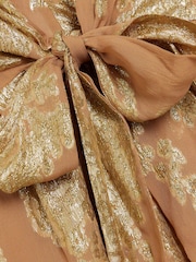River Island Brown Tie Mini Metallic Playsuit - Image 5 of 5