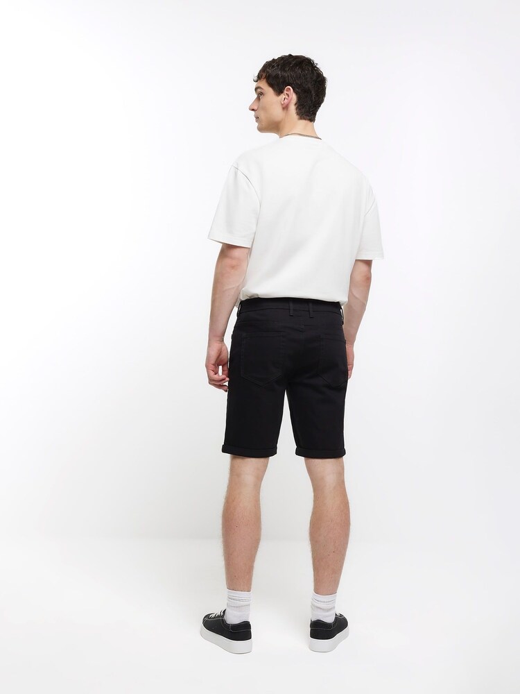 River Island Black Skinny Denim Shorts - Image 2 of 5