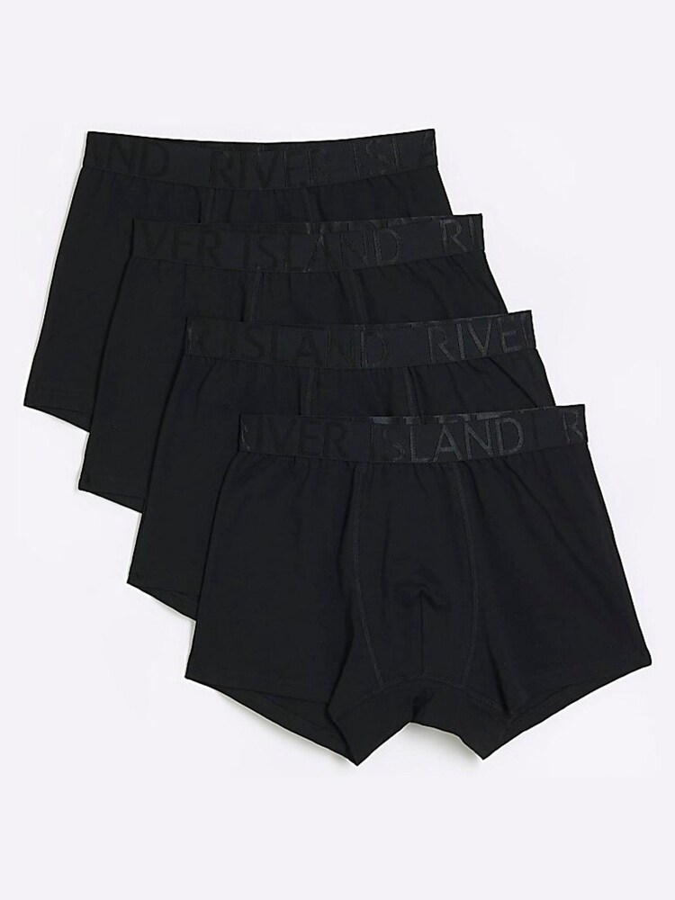 River Island Black Multipack of 4 RI Trunks - Image 1 of 4 River Island Black Multipack of 4 RI Trunks - Image 1 of 4