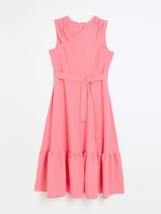 River Island Pink Cross Front Belted Midi Dress - Image 5 of 6