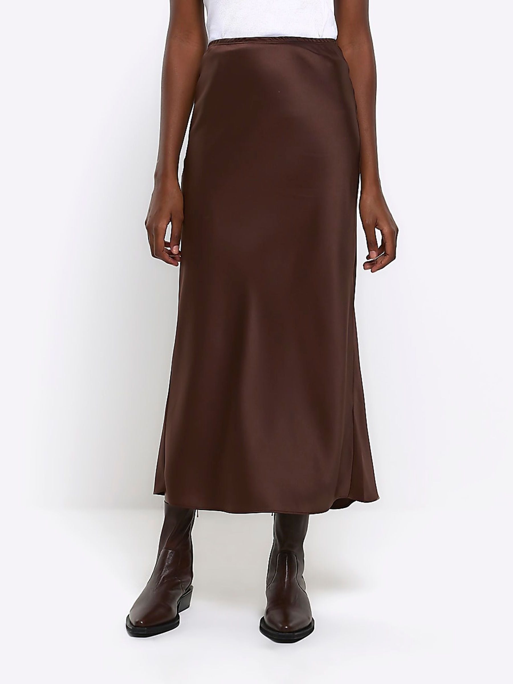 Buy River Island Brown Easy Bias Maxi Satin Skirt from Next Luxembourg