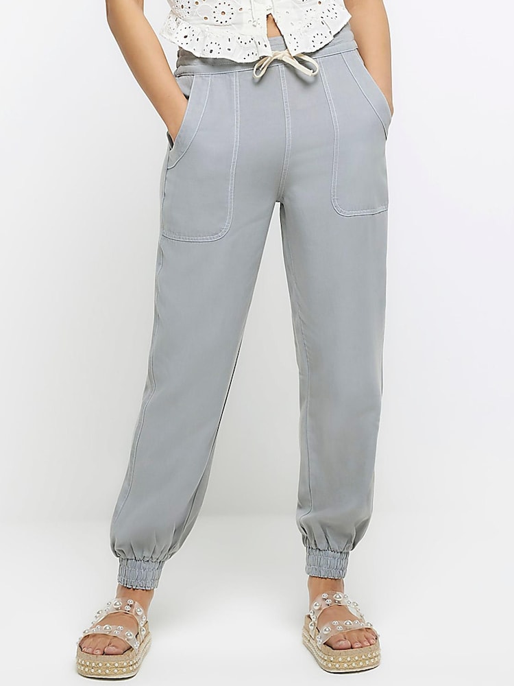 River Island Grey Grey Cuffed Easy Joggers - Image 1 of 6