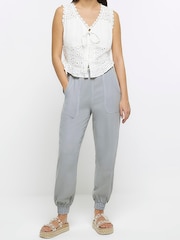 River Island Grey Grey Cuffed Easy Joggers - Image 3 of 6