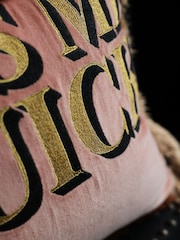Rockett St George Kiss Me Quick Velvet Fringe Feather Filled Cushion - Image 2 of 6