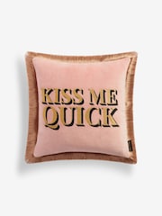 Rockett St George Kiss Me Quick Velvet Fringe Feather Filled Cushion - Image 5 of 6
