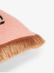 Rockett St George Kiss Me Quick Velvet Fringe Feather Filled Cushion - Image 6 of 6