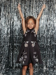 Black Dark Floral Print Scuba (3-16yrs) - Image 2 of 6