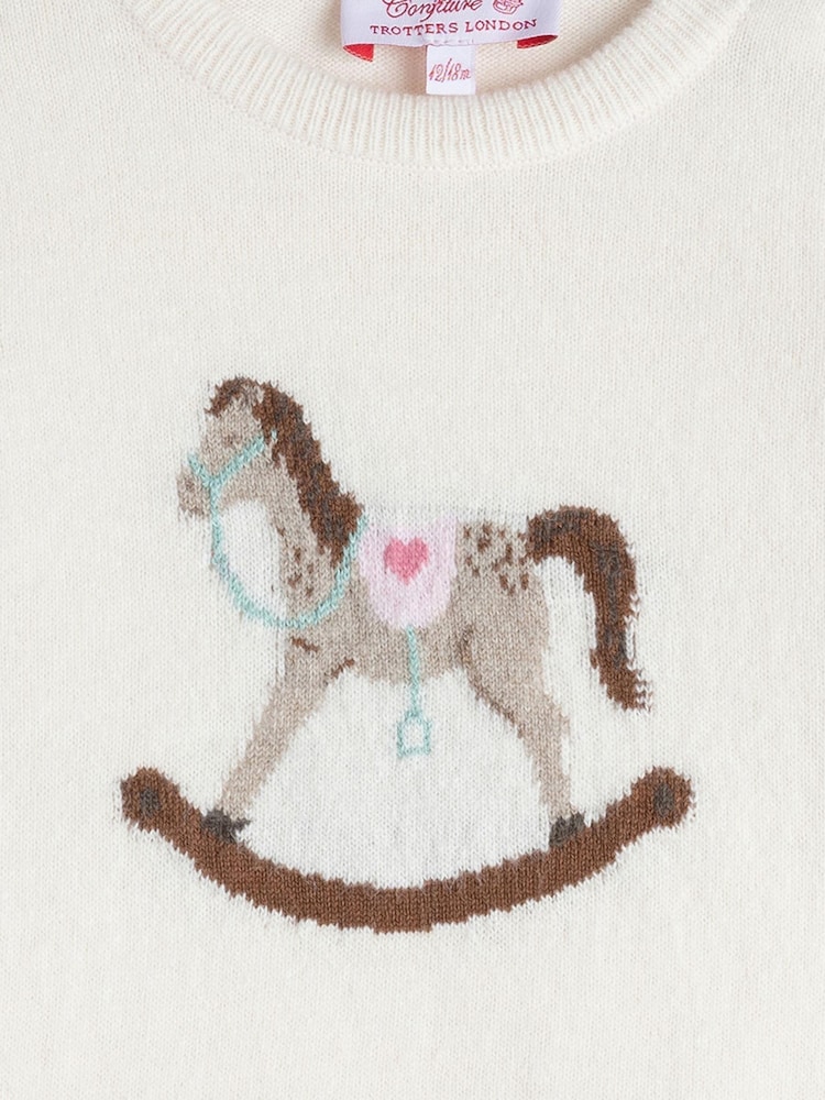 Trotters London White Little Winter White Ria Rocking Horse Jumper - Image 3 of 3
