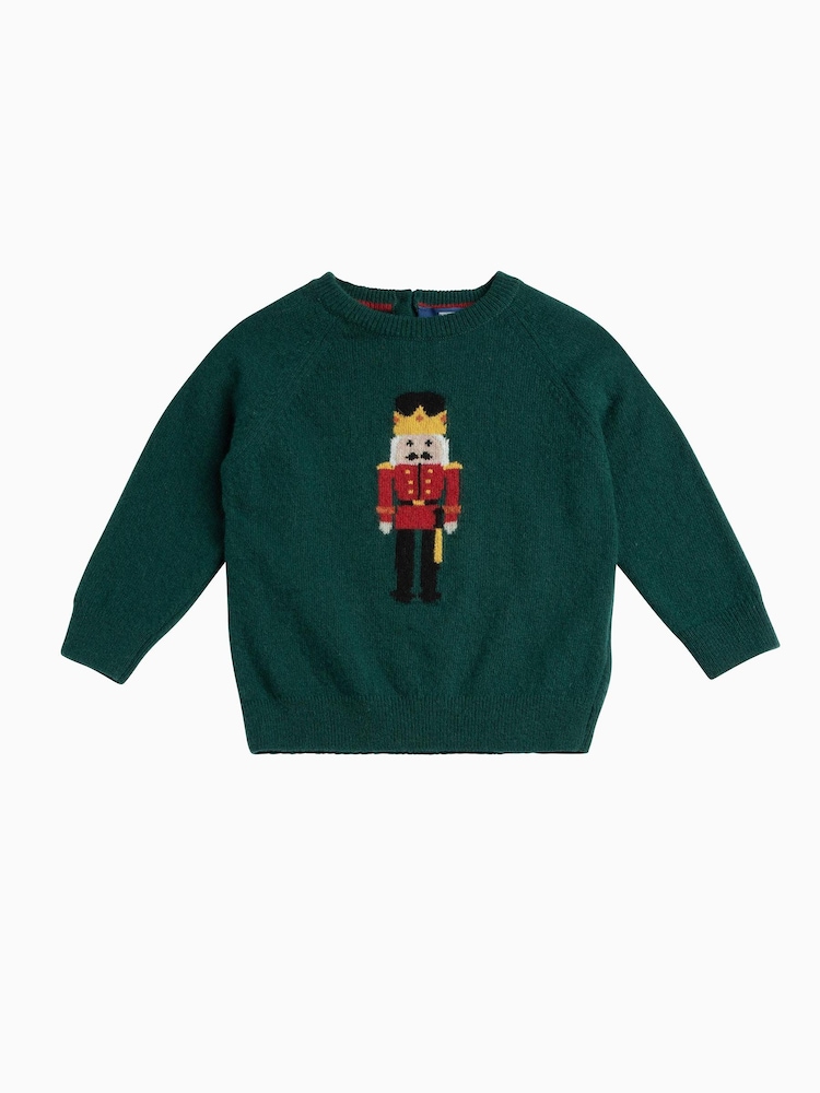 Trotters London Little Green Christmas Nutcracker Jumper - Image 2 of 3