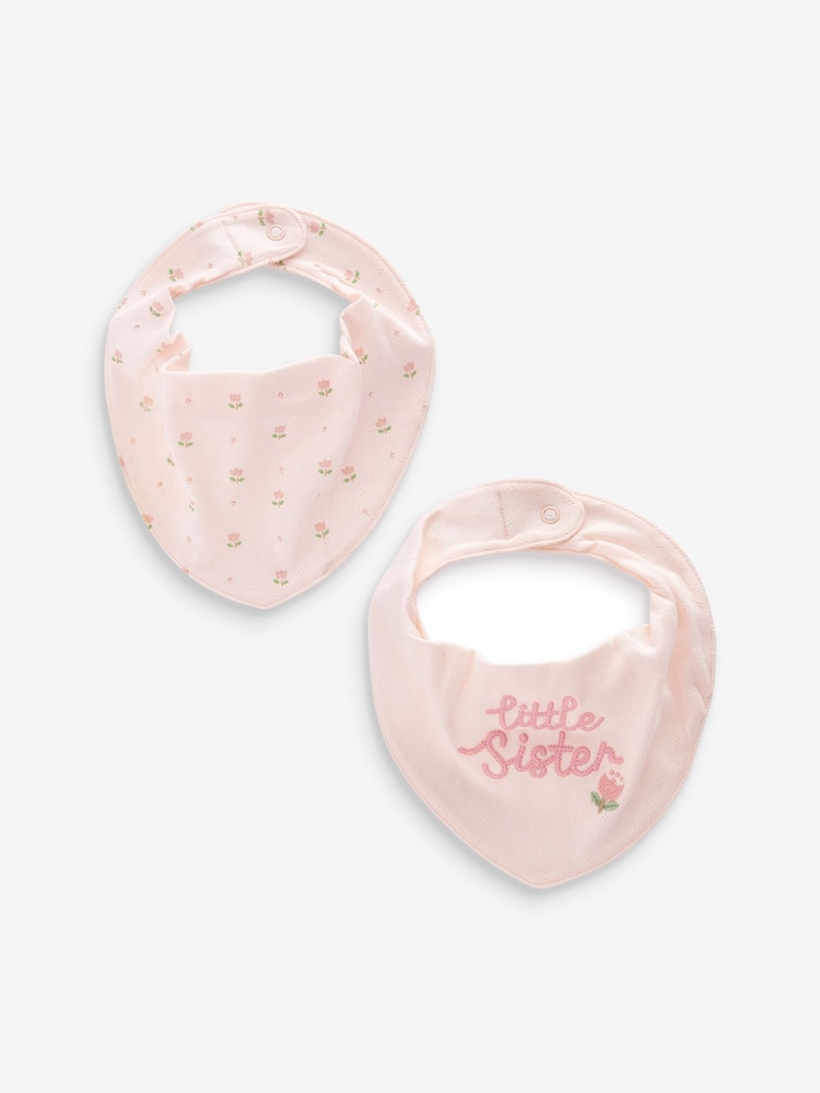 Pink Little Sister Baby Dribble Bibs 2 Pack - Image 1 of 4