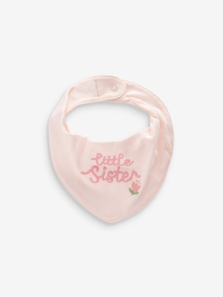 Pink Little Sister Baby Dribble Bibs 2 Pack - Image 3 of 4
