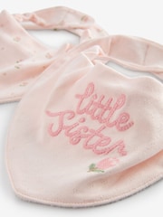 Pink Little Sister Baby Dribble Bibs 2 Pack - Image 4 of 4