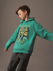Teal Green Dinosaur Graphic Hoodie (3-16yrs) - Image 1 of 6