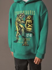 Teal Green Dinosaur Graphic Hoodie (3-16yrs) - Image 2 of 6
