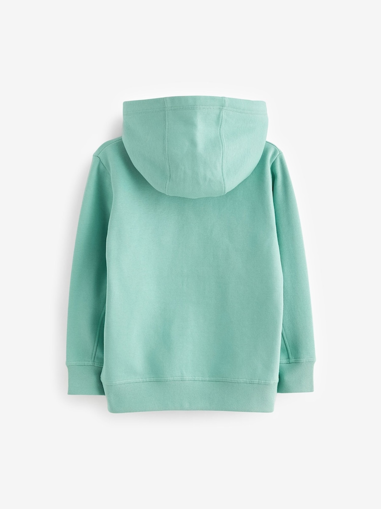 Mineral Green Plain Zip Through Hoodie (3-16yrs) - Image 2 of 3