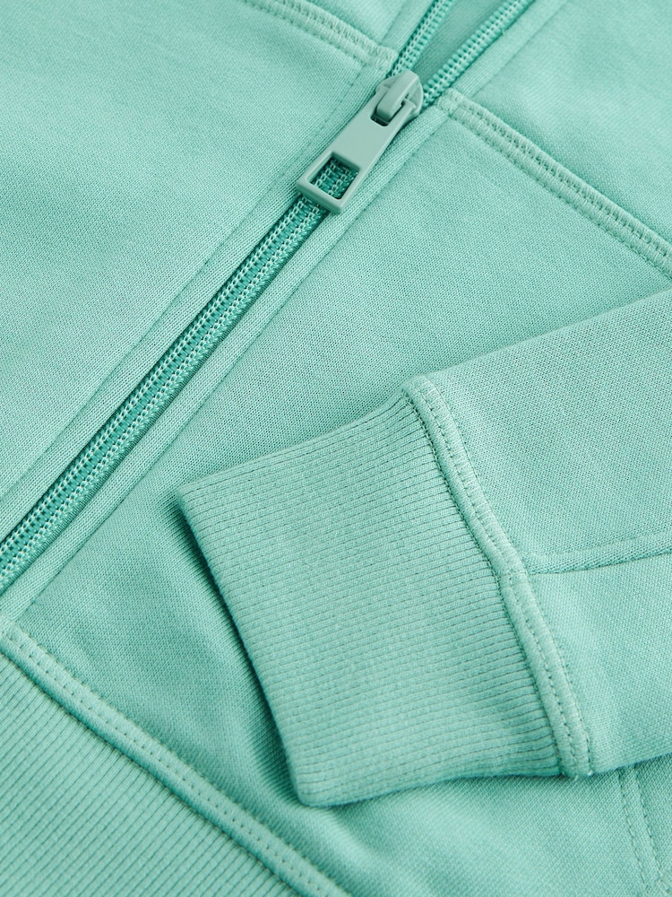 Mineral Green Plain Zip Through Hoodie (3-16yrs) - Image 3 of 3