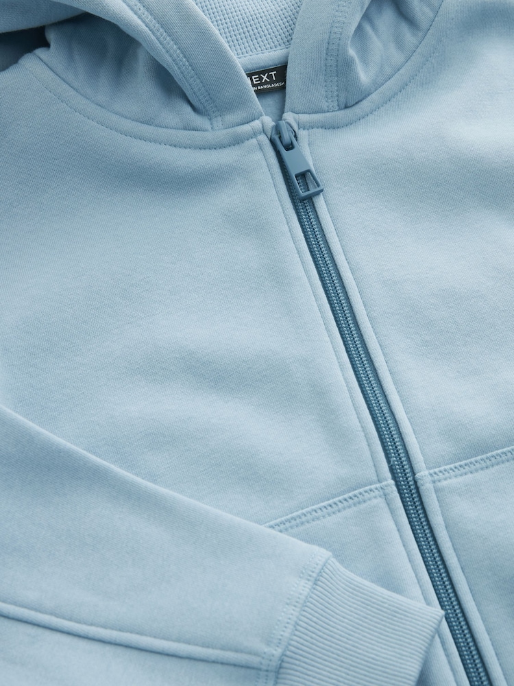 Ice Blue Plain Zip Through Hoodie (3-16yrs) - Image 3 of 3