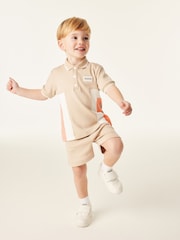 Baker by Ted Baker Stone Colourblock 100% Cotton Polo Shirt and Short Set - Image 2 of 6