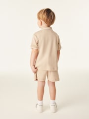 Baker by Ted Baker Stone Colourblock 100% Cotton Polo Shirt and Short Set - Image 3 of 6