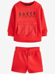 Baker by Ted Baker Red Nylon Sweatshirt and Short Set - Image 6 of 9