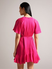 Ted Baker Pink Elsieee Fluted Hem Mini Dress - Image 2 of 6