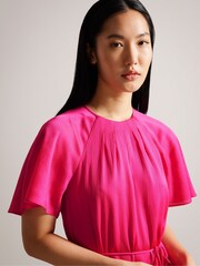 Ted Baker Pink Elsieee Fluted Hem Mini Dress - Image 4 of 6
