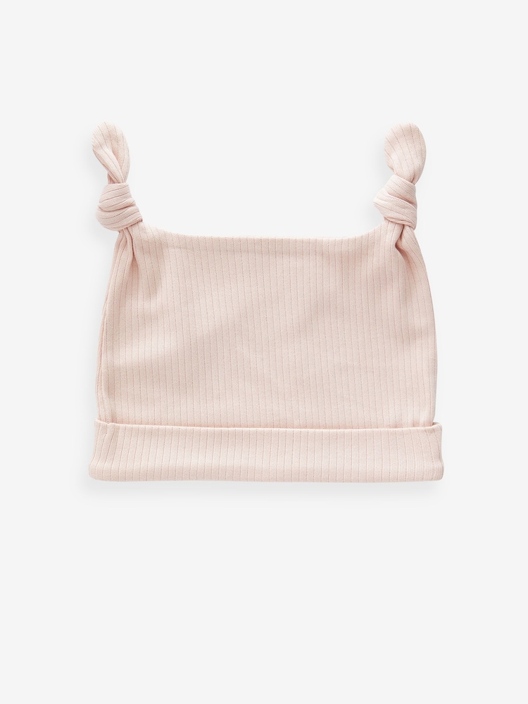 Pink Baby Double Tie Top 100% Cotton Hats 3 Pack (0-12mths) - Image 2 of 5 Pink Baby Double Tie Top 100% Cotton Hats 3 Pack (0-12mths) - Image 2 of 5