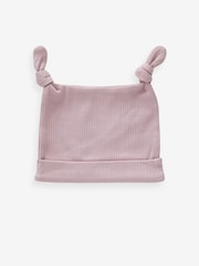 Pink - Baby Double Tie Top 100% Cotton Hats 3 Pack (0-12mths) - Bild 4 von 5