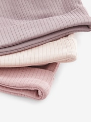 Pink - Baby Double Tie Top 100% Cotton Hats 3 Pack (0-12mths) - Bild 5 von 5