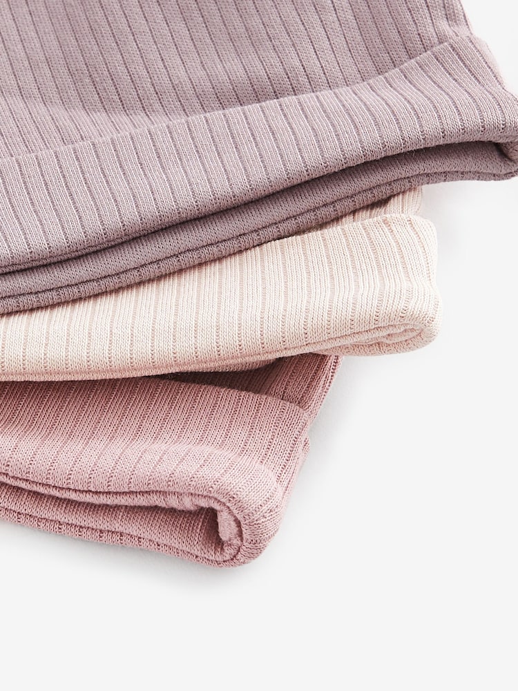 Pink - Baby Double Tie Top 100% Cotton Hats 3 Pack (0-12mths) - Bild 5 von 5