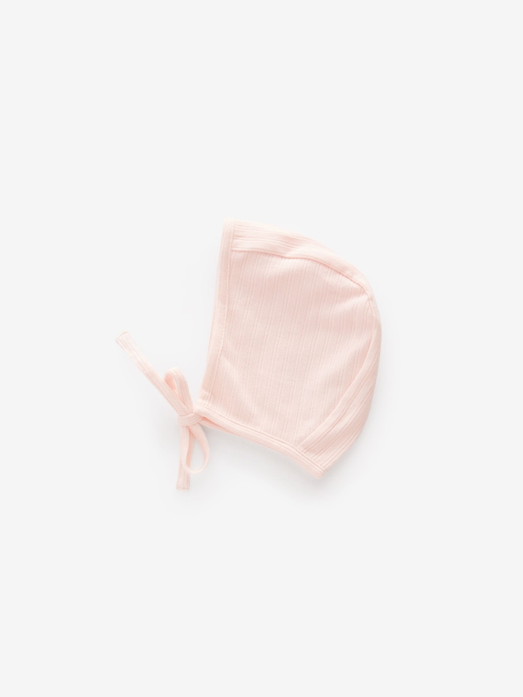 Pink/White Baby Jersey Bonnet 100% Cotton Hats 2 Pack (0-12mths) - Image 3 of 3