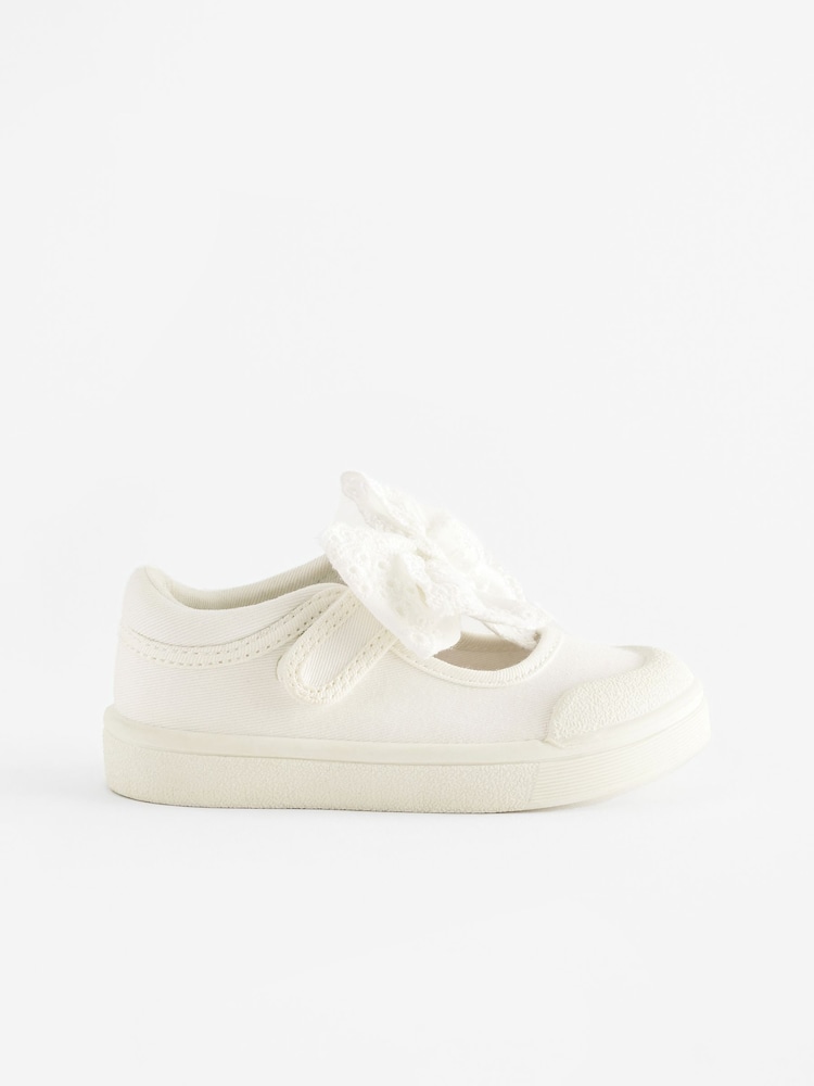 White Standard Fit (F) Machine Washable Mary Jane Shoes - Image 2 of 6