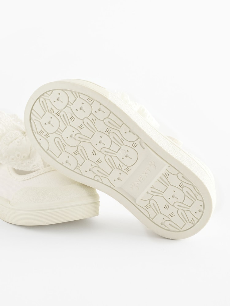 White Standard Fit (F) Machine Washable Mary Jane Shoes - Image 6 of 6