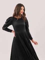 Closet London Black Pleated Midi Dress - Image 4 of 5