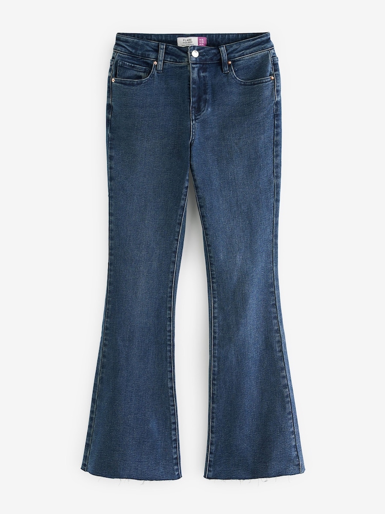 Atramentowy niebieski - Super Soft Denim Flare Jeans - Image 6 of 7