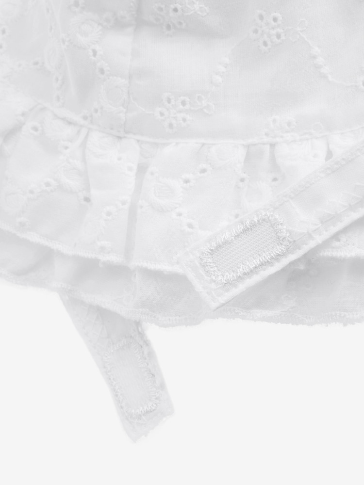 White Broderie Frill Bucket Hat (0mths-2yrs) - Image 2 of 3